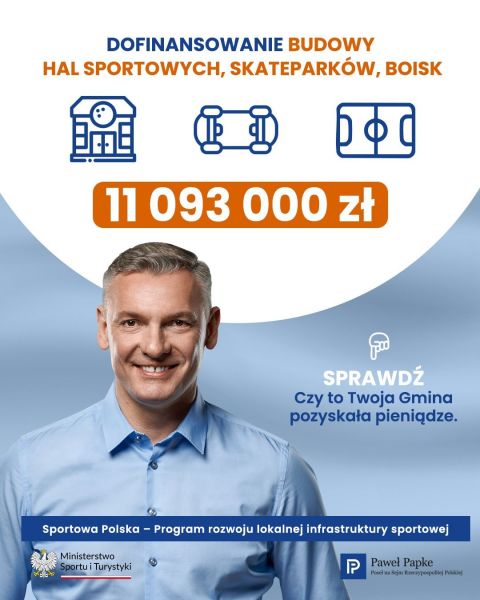 11 093 000 zł na sportowe inwestycje w Twojej okolicy!